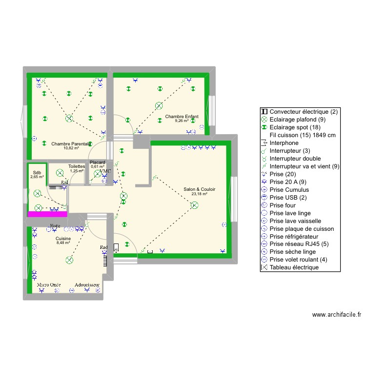 Appartement 9. Plan de 7 pièces et 56 m2