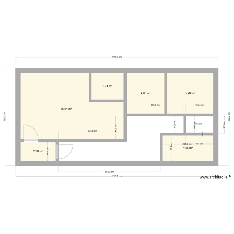 Plan 1. Plan de 6 pièces et 38 m2