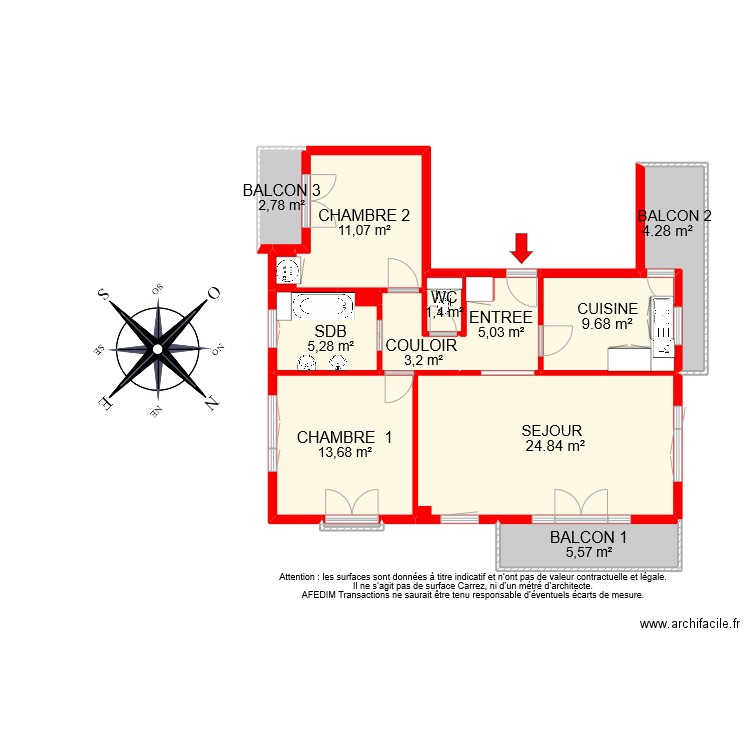 BI 11197. Plan de 16 pièces et 108 m2