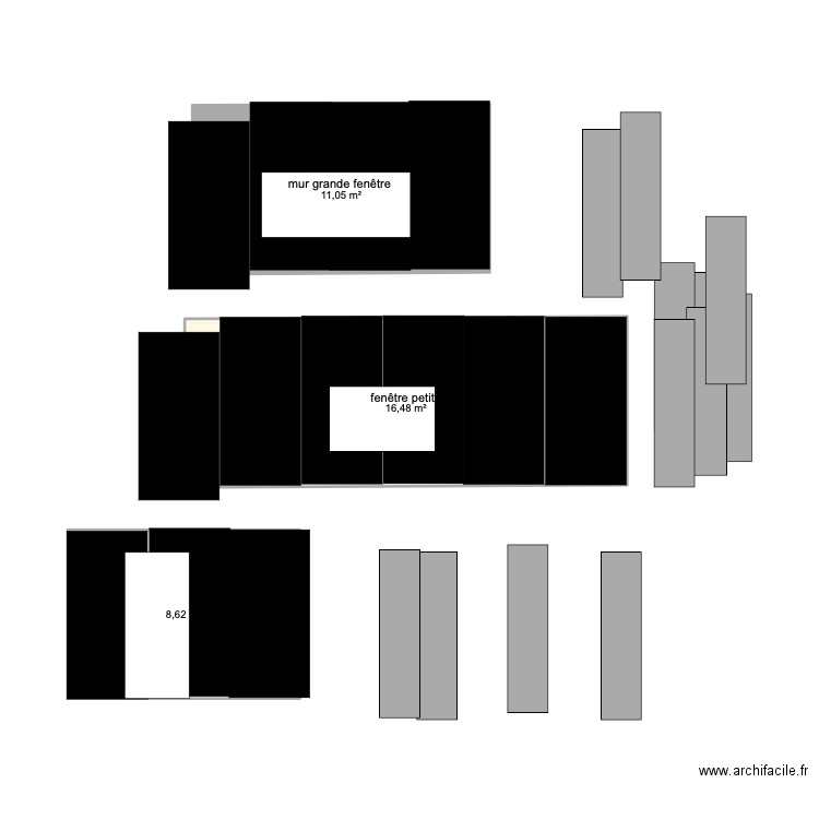 fentetr. Plan de 3 pièces et 36 m2