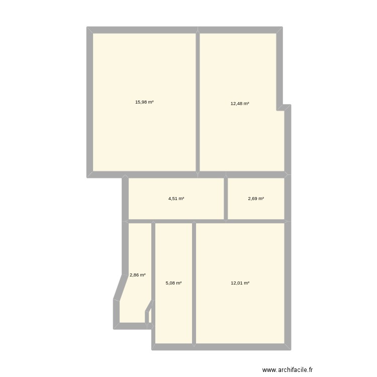 Neuilly projet 1. Plan de 8 pièces et 56 m2