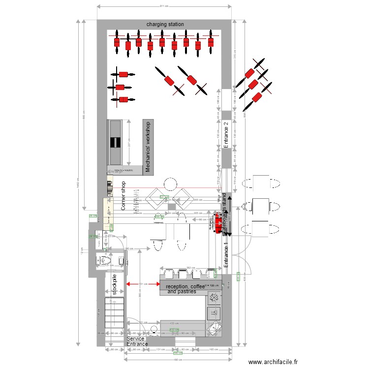 Shop El AYACHI. Plan de 1 pièce et 41 m2