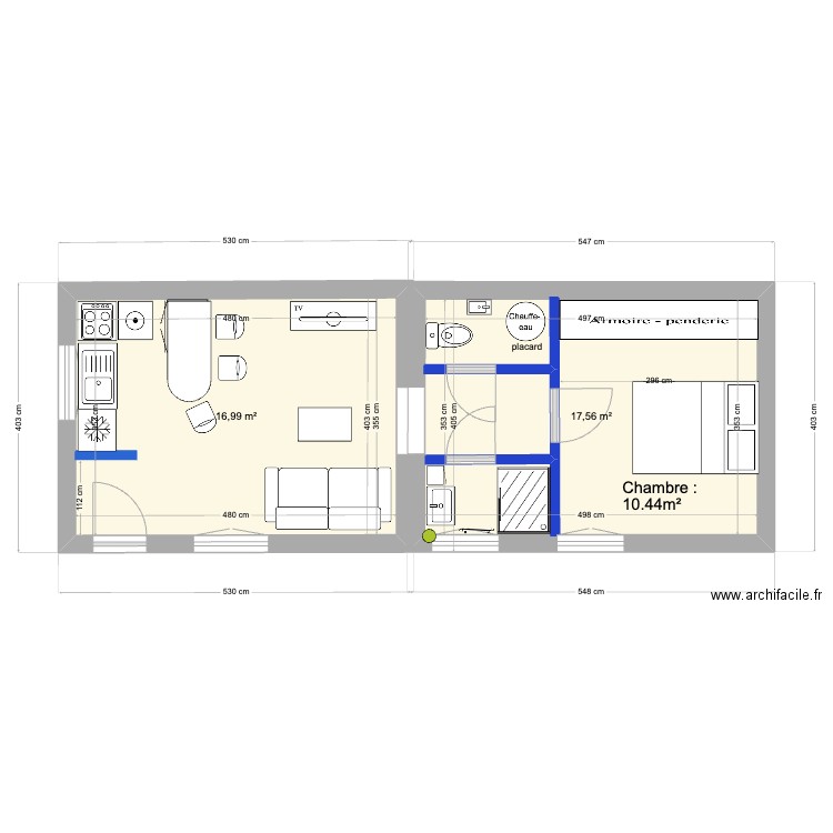 appart 4  version 230423 - 36m². Plan de 2 pièces et 35 m2