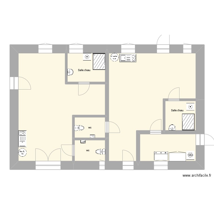 Grange - appartements. Plan de 5 pièces et 92 m2