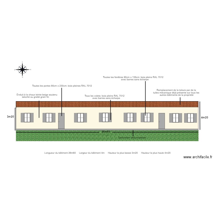 PLAN DE FACADE ANNEXE . Plan de 0 pièce et 0 m2