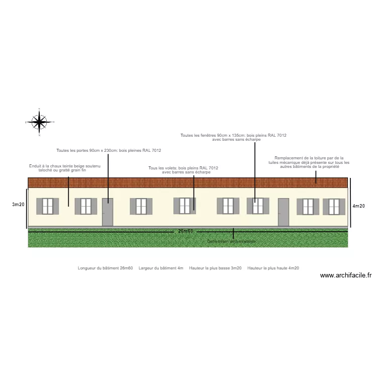 PLAN DE FACADE ANNEXE . Plan de 