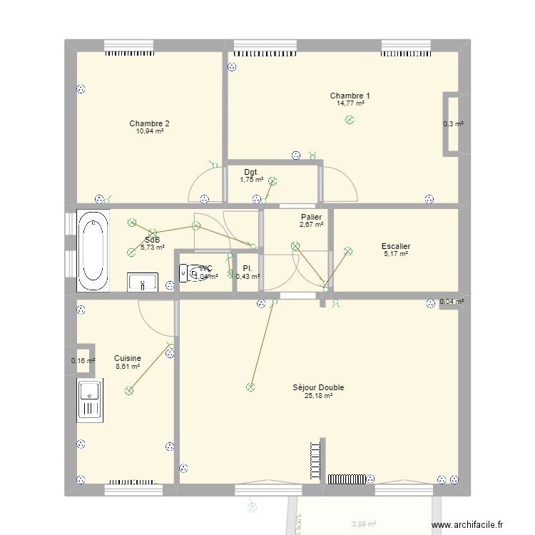 Maison Colombes Elec. Plan de 28 pièces et 153 m2