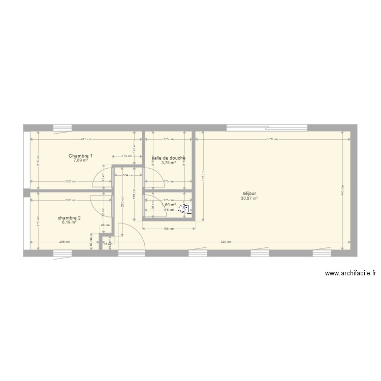 studio 2 chambre 60 m2. Plan de 5 pièces et 50 m2