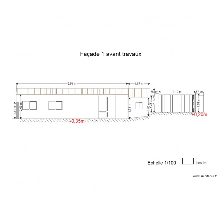 Façade 1 avant travaux . Plan de 0 pièce et 0 m2