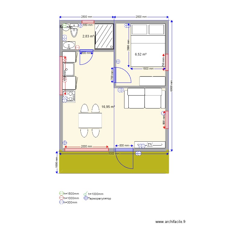 30 1. Plan de 4 pièces et 30 m2