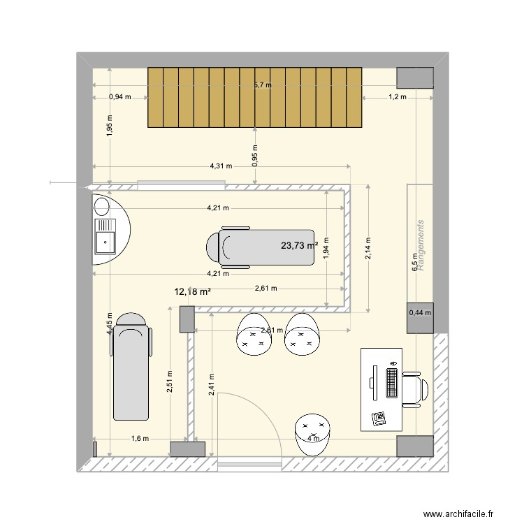 BIARRITZ RDC V5. Plan de 2 pièces et 36 m2