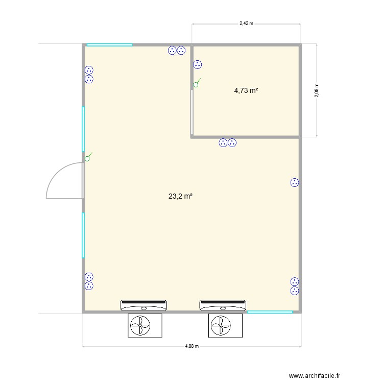 Metal Pro. Plan de 2 pièces et 28 m2