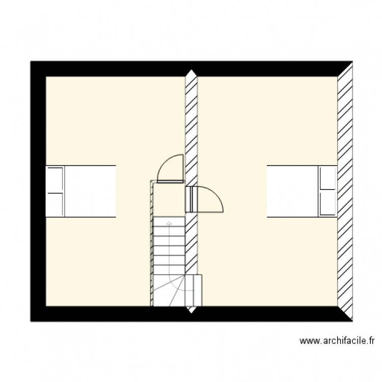 Maison mitoyenne 2 étage comble. Plan de 2 pièces et 46 m2