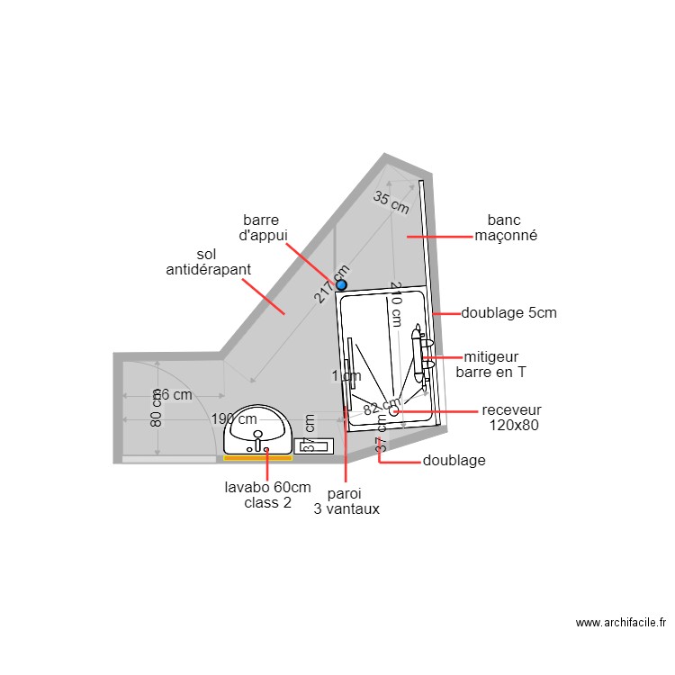 IMBERT. Plan de 1 pièce et 4 m2