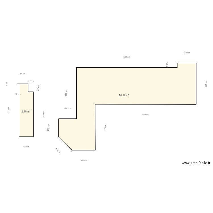 Galland. Plan de 2 pièces et 23 m2