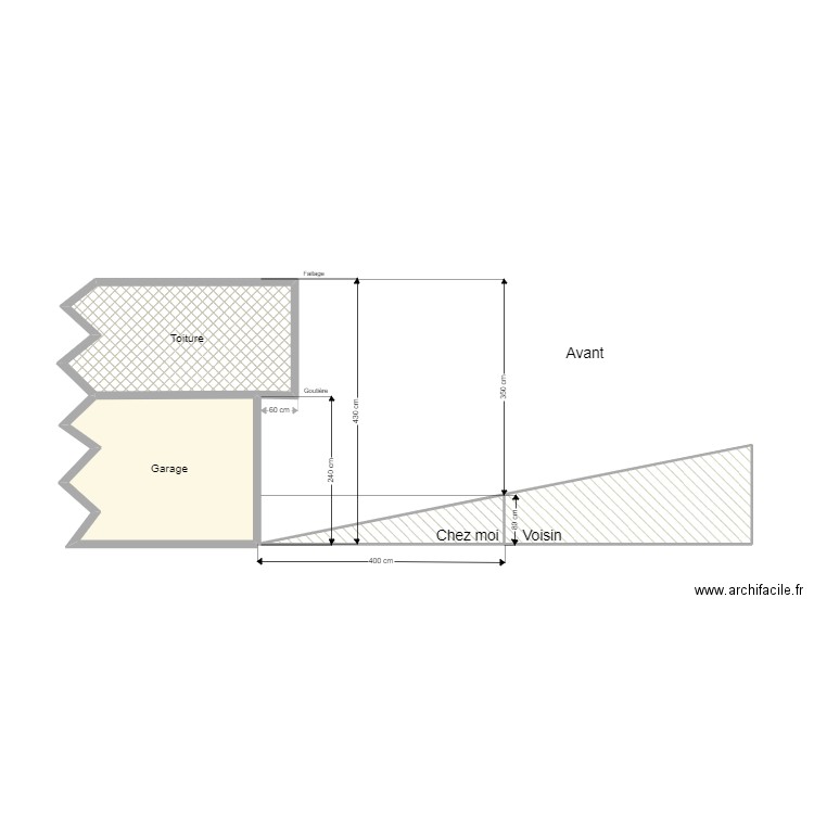 Toiture garage avant. Plan de 4 pièces et 18 m2