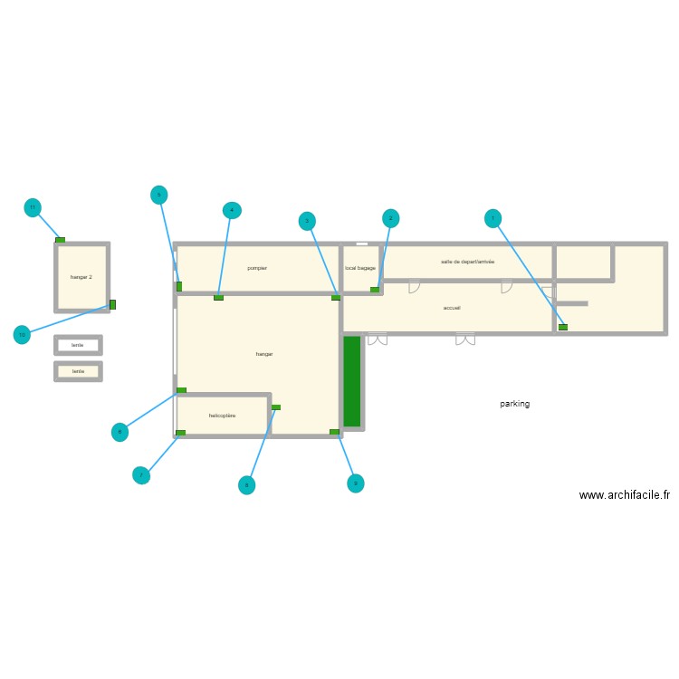 aéroport octeville . Plan de 12 pièces et 351 m2