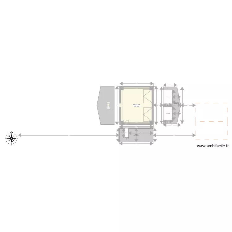 plant garage complet avec facade. Plan de 