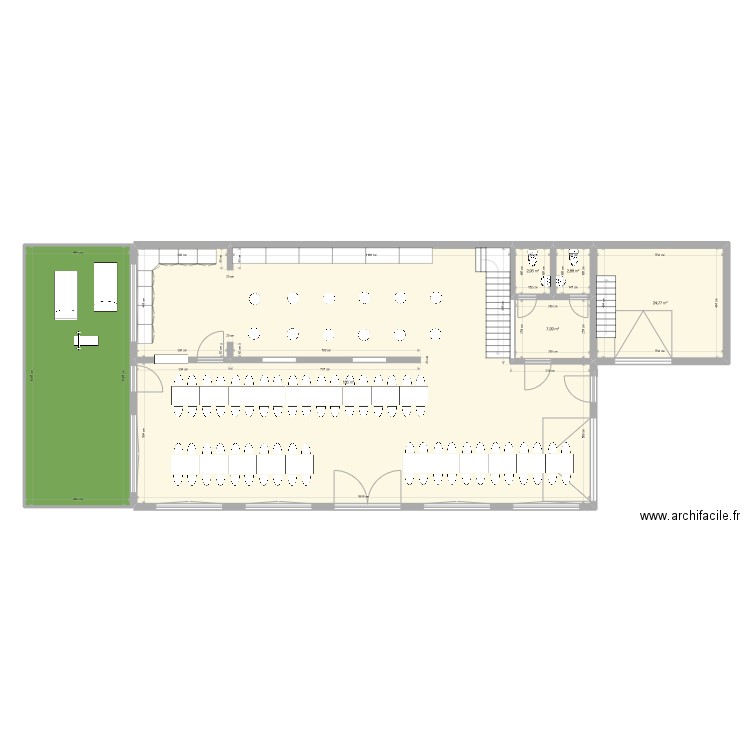 Salle fête 2. Plan de 6 pièces et 273 m2