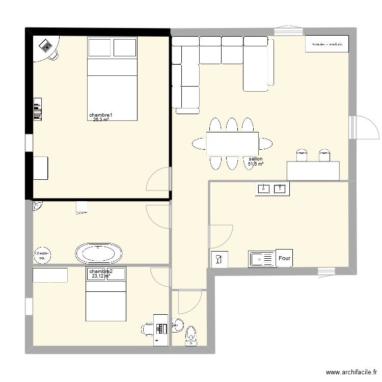 Plan de maison. Plan de 3 pièces et 101 m2