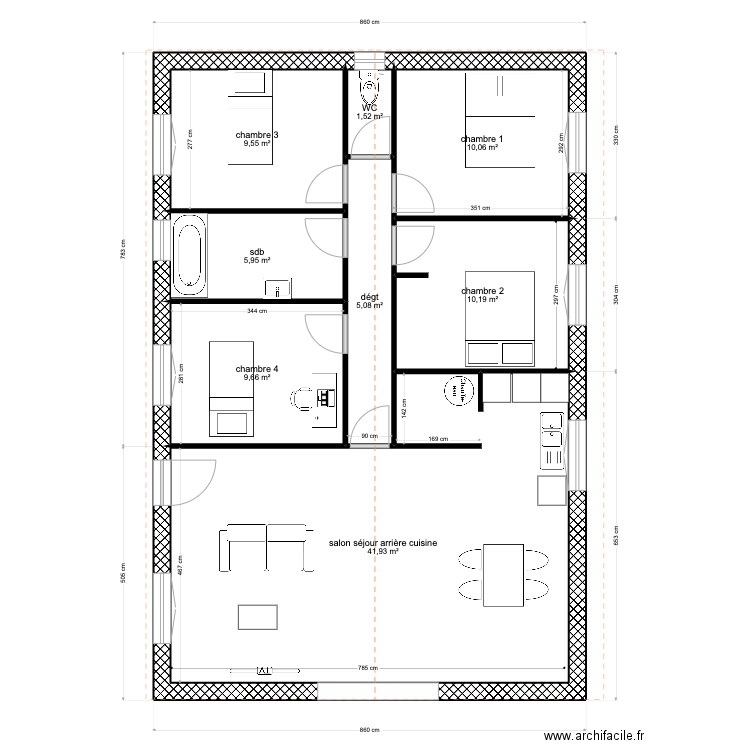 projet slimane. Plan de 8 pièces et 94 m2