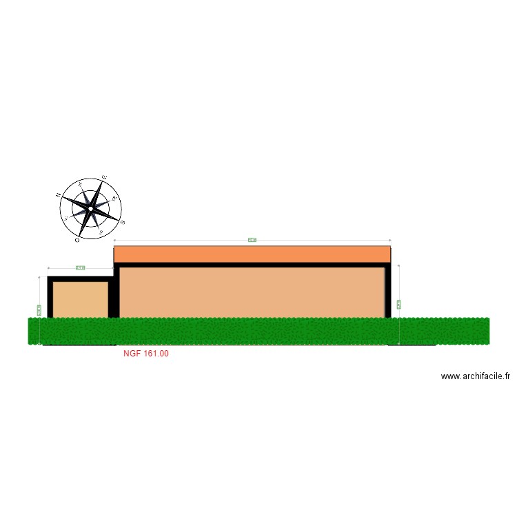 Facade OUEST     loic. Plan de 2 pièces et 7 m2