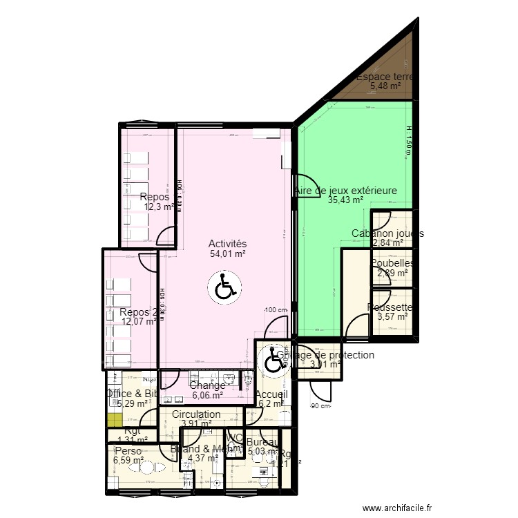 B91U2AC projet V2_PMI 2 - PST. Plan de 20 pièces et 177 m2