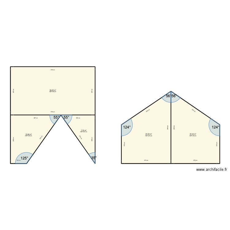 Toit B. Plan de 5 pièces et 112 m2