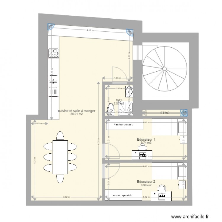 beuson 3. Plan de 5 pièces et 58 m2