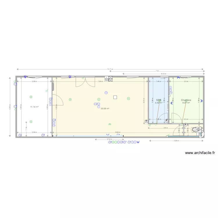 Cabanons Ilot 3 MURS RDC. Plan de 