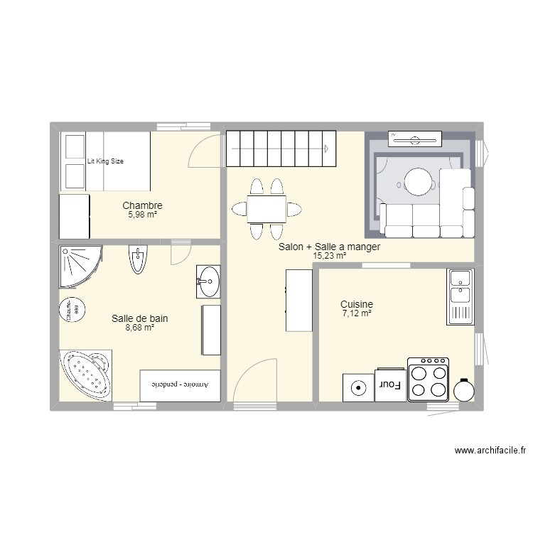 Maison2. Plan de 4 pièces et 37 m2