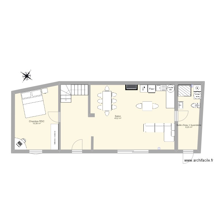 Patis V1 Etienne. Plan de 3 pièces et 67 m2