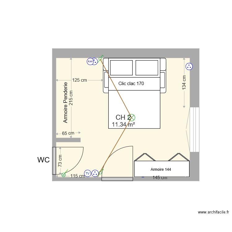 Chambre . Plan de 0 pièce et 0 m2