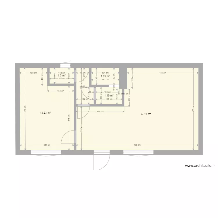 studio paul avec cotes . Plan de 