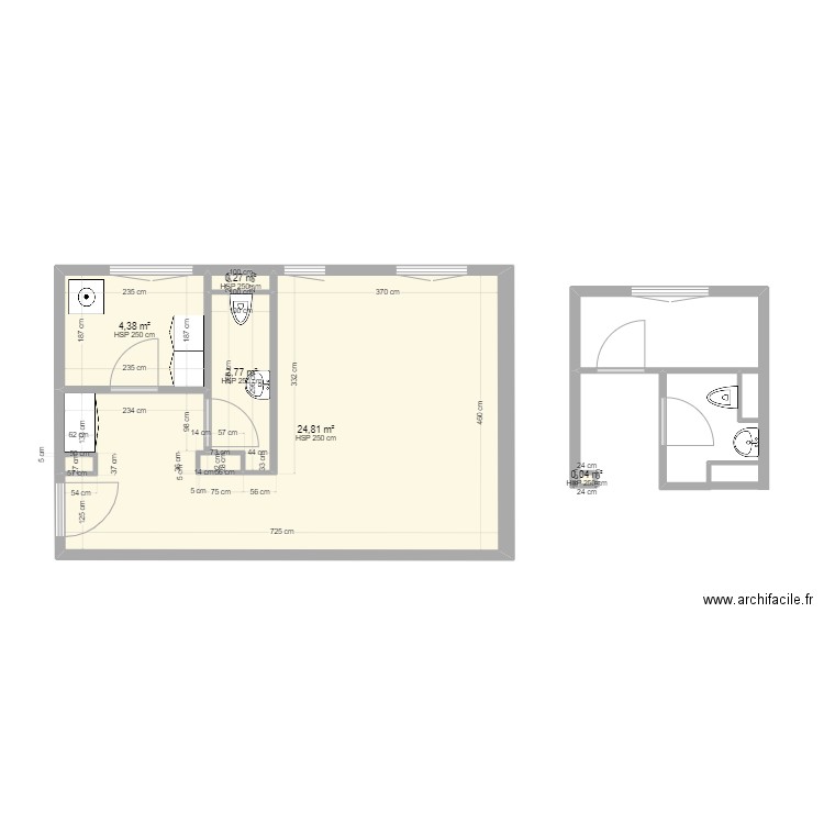 Rez. Plan de 5 pièces et 32 m2