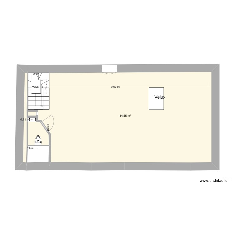 dortoir 2. Plan de 5 pièces et 48 m2