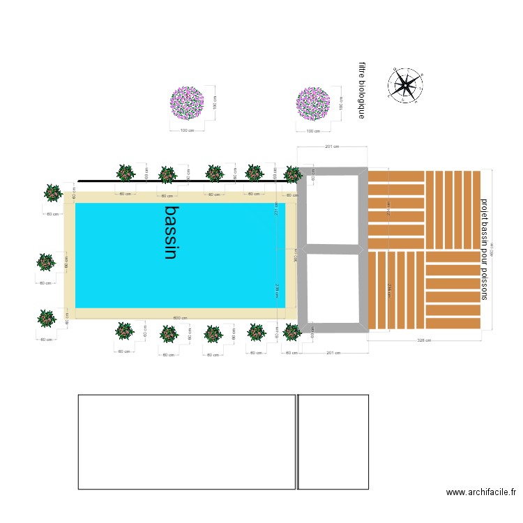 vue de dessus bassins . Plan de 2 pièces et 6 m2