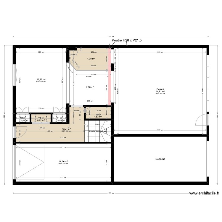 Romain Anne So projet. Plan de 12 pièces et 121 m2