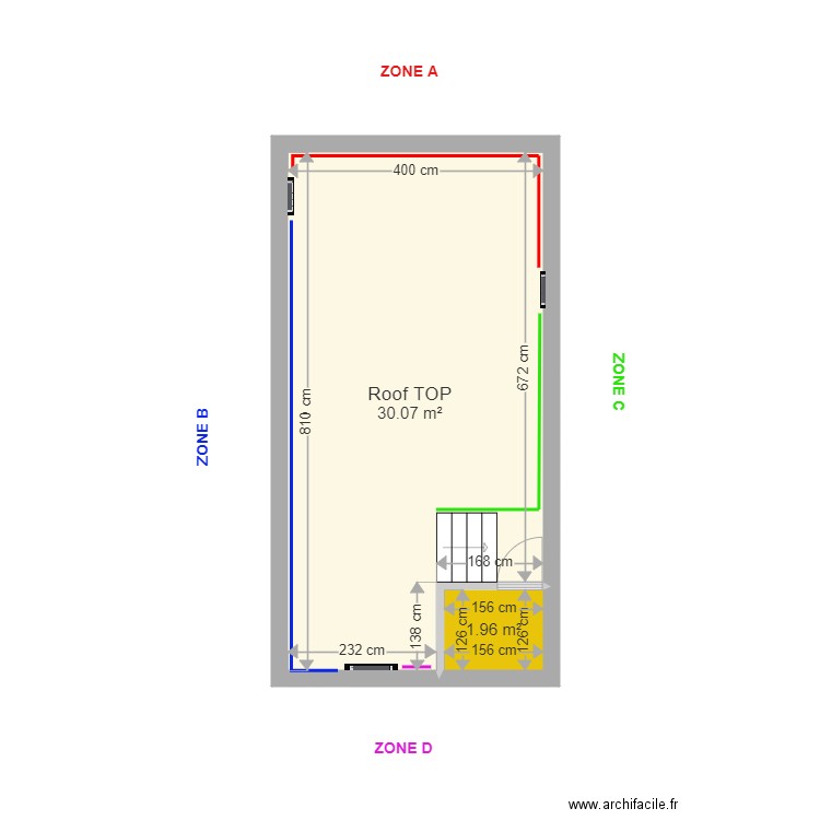 Roof Top. Plan de 2 pièces et 32 m2