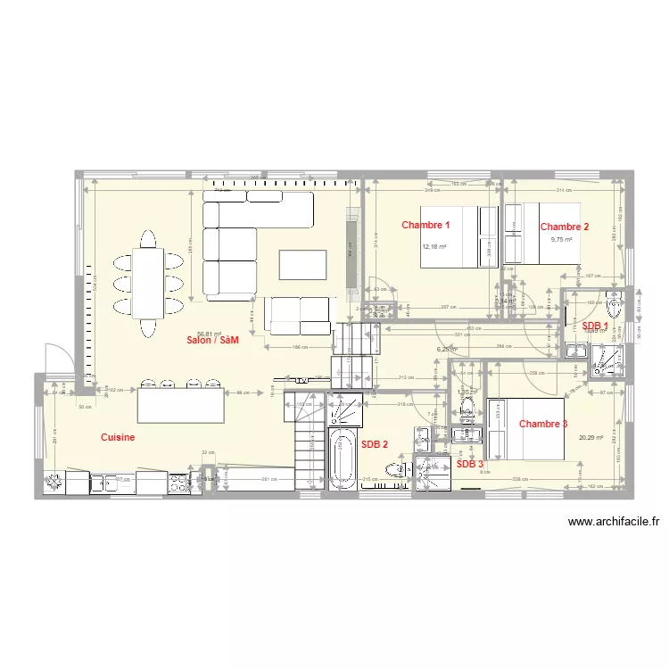 OPI Salon et Chambres version cible v6 new One Chalet. Plan de 
