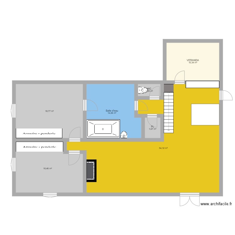 Maison 01. Plan de 7 pièces et 117 m2