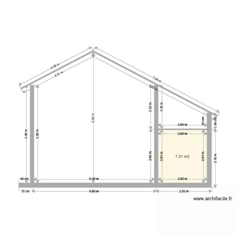 Plan de Coupe apr&egrave;s Extension. Plan de 
