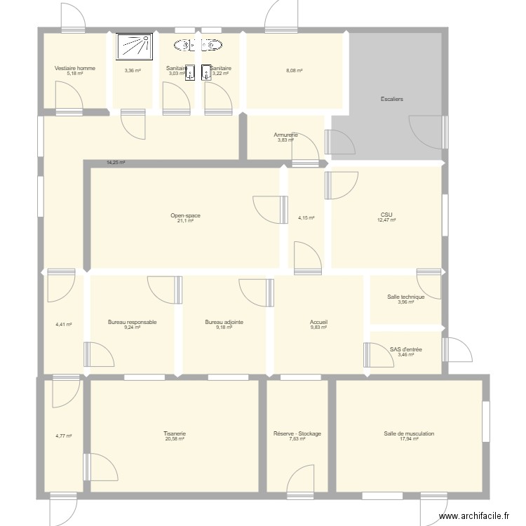 PM projet coudoux V3. Plan de 21 pièces et 184 m2