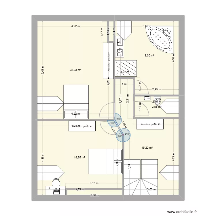 LE THOUREIL 1ER ETAGE. Plan de 5  et 73 m²