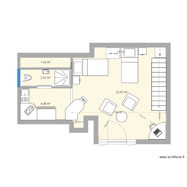 Chambre RDC sdbv2. Plan de 0 pièce et 0 m2