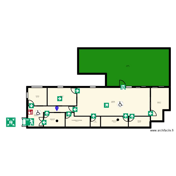 83SM512R projet V2 PLAN évac. Plan de 11 pièces et 218 m2