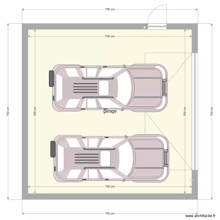 Garage 2 voitures. Plan de 