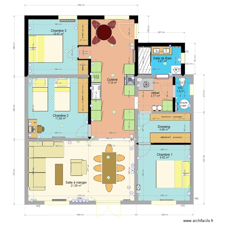 Fleur de genêt. Plan de 9 pièces et 85 m2