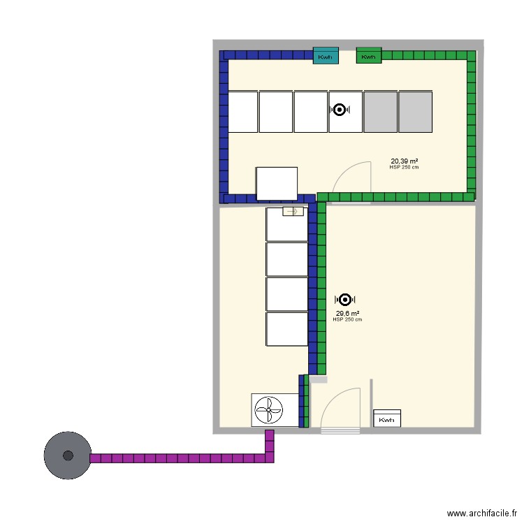 MMR19 BIS CLIM COMPRESSEUR. Plan de 2 pièces et 50 m2