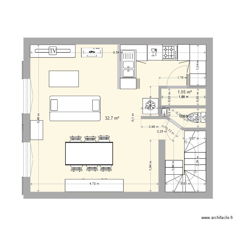 1er étage Cuisine et SAM. Plan de 0 pièce et 0 m2
